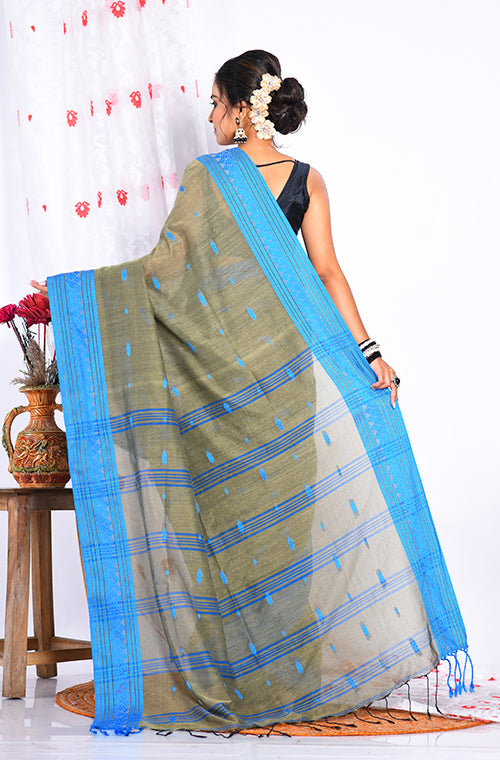Morchari Cotton Handloom Saree - Grey - Distacart