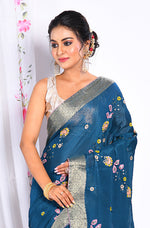 Thumbnail for Morchari Heavy Embroidery Saree - Dark Green - Distacart