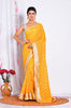 Morchari Heavy Embroidery Saree - Yellow - Distacart