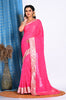 Morchari Heavy Embroidery Saree - Pink - Distacart