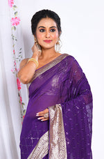 Thumbnail for Morchari Heavy Embroidery Saree - Purple - Distacart