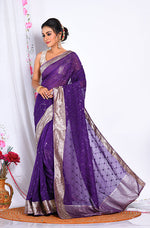 Thumbnail for Morchari Heavy Embroidery Saree - Purple - Distacart