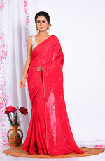 Thumbnail for Morchari Heavy Embroidery Saree - Maroon - Distacart