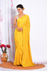 Thumbnail for Morchari Heavy Embroidery Saree - Musterd - Distacart