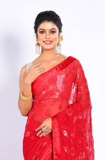 Thumbnail for Morchari Heavy Embroidery Saree - Maroon - Distacart