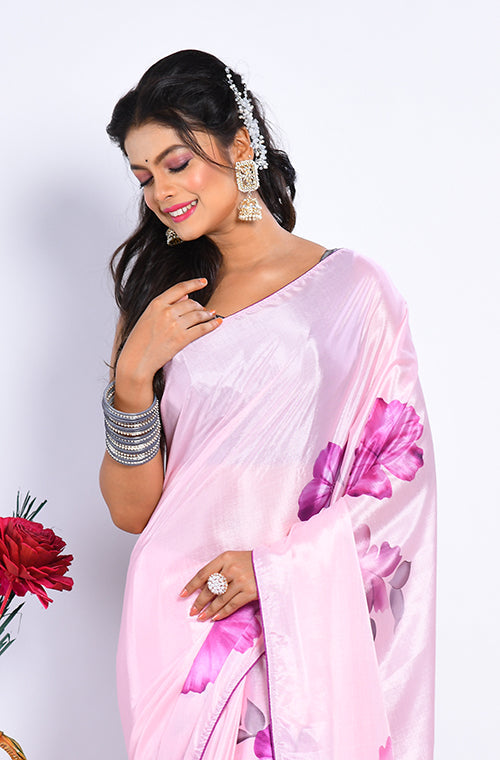 Morchari Semi Digital Print Saree - Multicolour - Distacart