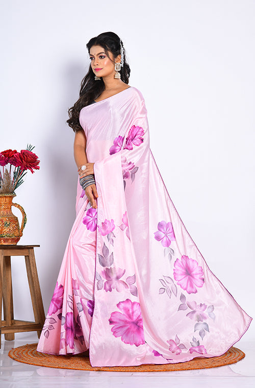Morchari Semi Digital Print Saree - Multicolour - Distacart