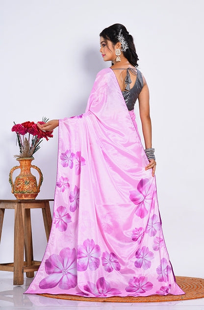 Morchari Semi Digital Print Saree - Multicolour - Distacart