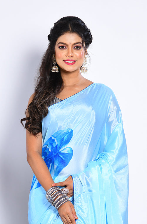 Morchari Semi Digital Print Saree - Multicolour - Distacart