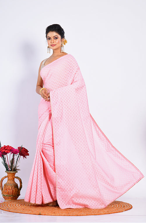 Morchari Baranasi Heavy Zari Saree - Peach - Distacart