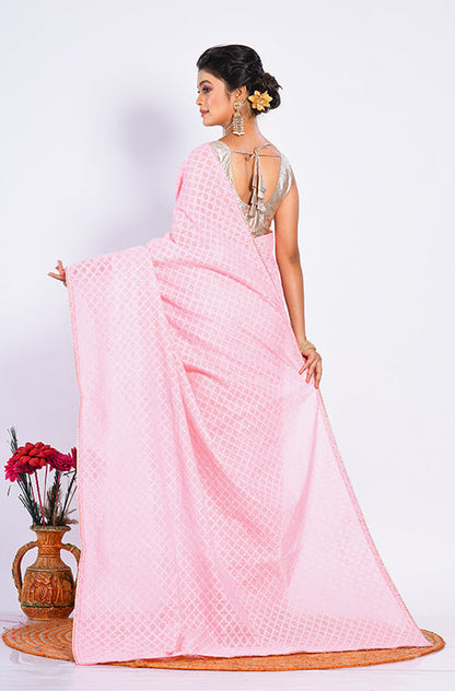 Morchari Baranasi Heavy Zari Saree - Peach - Distacart
