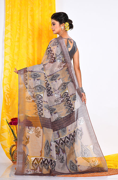 Morchari Semi Digital Print Saree - Multicolour - Distacart