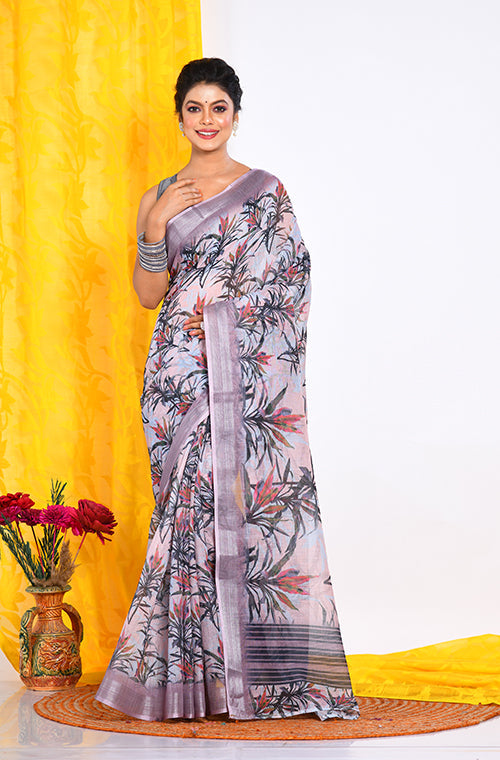 Morchari Semi Digital Print Saree - Multicolour - Distacart