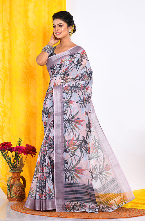 Morchari Semi Digital Print Saree - Multicolour - Distacart