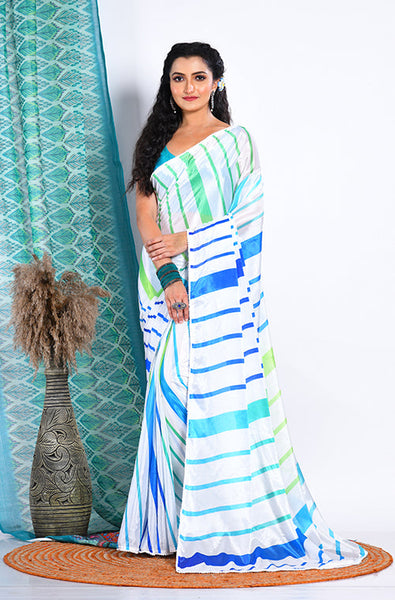 Morchari Semi Digital Print Saree - Multicolour - Distacart