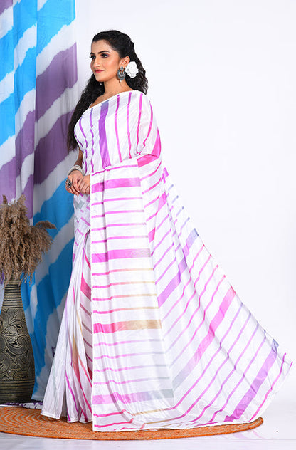 Morchari Semi Digital Print Saree - Multicolour - Distacart