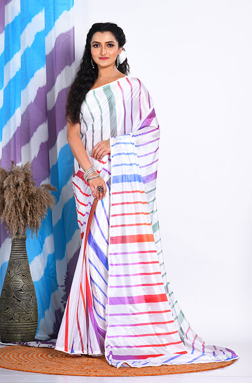 Morchari Semi Digital Print Saree - Multicolour - Distacart