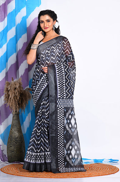 Morchari Semi Digital Print Saree - Multicolour - Distacart