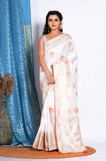 Thumbnail for Morchari Pure Dola Silk Saree - White - Distacart