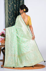Thumbnail for Morchari Pure Dola Silk Saree - Light Green - Distacart