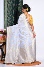 Thumbnail for Morchari Pure Dola Silk Saree - Light Grey - Distacart