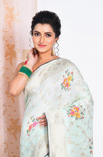 Thumbnail for Morchari Pure Russian Silk Saree - Green - Distacart