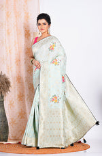Thumbnail for Morchari Pure Russian Silk Saree - Green - Distacart