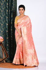 Thumbnail for Morchari Pure Russian Silk Saree - Peach - Distacart