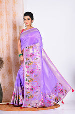 Thumbnail for Morchari Pure Russian Silk Saree - Purple - Distacart