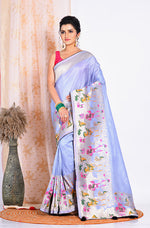 Thumbnail for Morchari Pure Russian Silk Saree - Light Blue - Distacart