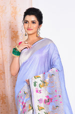 Thumbnail for Morchari Pure Russian Silk Saree - Light Blue - Distacart