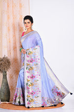 Thumbnail for Morchari Pure Russian Silk Saree - Light Blue - Distacart
