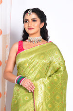 Thumbnail for Morchari Pure Russian Silk Saree - Green - Distacart