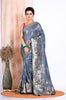 Morchari Pure Russian Silk Saree - Grey - Distacart