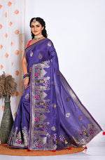 Thumbnail for Morchari Pure Russian Silk Saree - Purple - Distacart