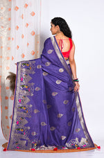 Thumbnail for Morchari Pure Russian Silk Saree - Purple - Distacart