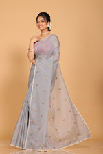 Thumbnail for Morchari Kota Embroidery Saree - Grey - Distacart