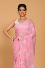 Thumbnail for Morchari Kota Embroidery Saree - Pink - Distacart