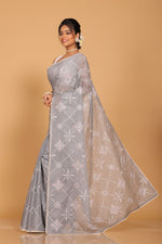 Thumbnail for Morchari Kota Embroidery Saree - Grey - Distacart