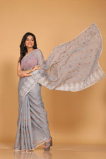 Thumbnail for Morchari Kota Embroidery Saree - Grey - Distacart