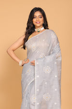Thumbnail for Morchari Kota Embroidery Saree - Grey - Distacart