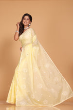 Thumbnail for Morchari Kota Embroidery Saree - Yellow - Distacart
