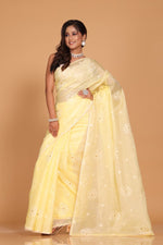 Thumbnail for Morchari Kota Embroidery Saree - Yellow - Distacart