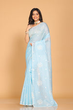 Thumbnail for Morchari Kota Embroidery Saree - Blue - Distacart