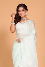 Thumbnail for Morchari Kota Embroidery Saree - Sea Green - Distacart