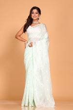 Thumbnail for Morchari Kota Embroidery Saree - Sea Green - Distacart