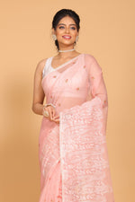 Thumbnail for Morchari Cotton Supernet Embroiedery Saree - Onion Shade - Distacart
