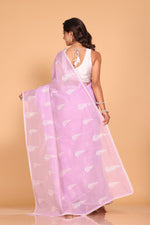 Thumbnail for Morchari Cotton Supernet Embroiedery Saree - Purple - Distacart