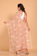 Thumbnail for Morchari Cotton Supernet Embroiedery Saree - Brown - Distacart