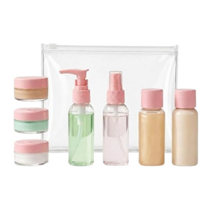 Temperia Travel Bottles for Toiletries - Refillable Empty Mini Containers with Pouch - Dista